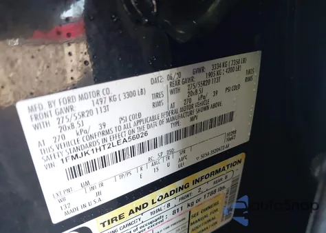 2020 Ford Expedition Xlt Max из США, поврежденный, VIN 1FMJK1HT2LEA56026